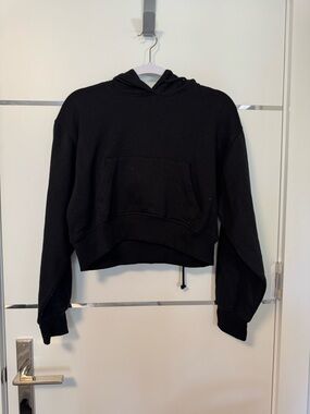 Black Cropped Hoodie - Women